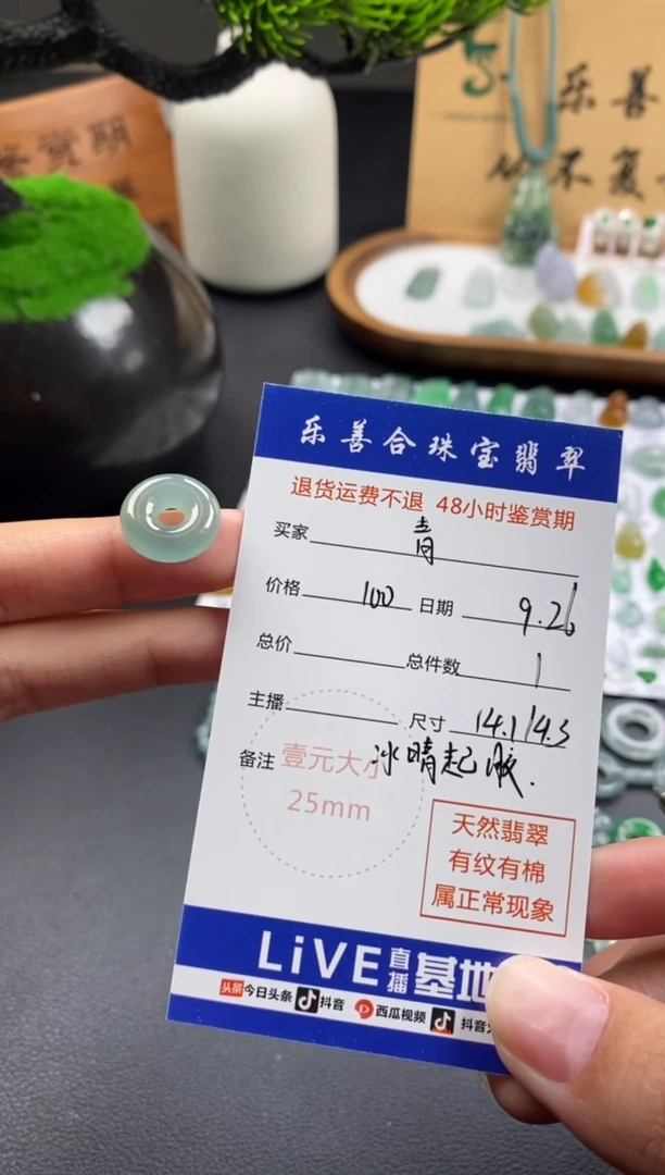 颈饰未镶嵌翡翠青翡翠冰种甜甜圈