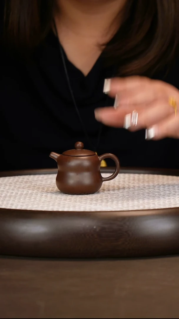 紫砂紫泥葫芦把把壶