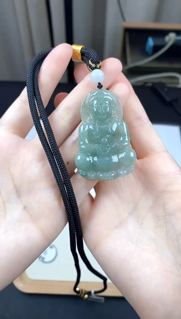 翡翠未镶嵌颈饰Y5C005翡翠冰绿中观音