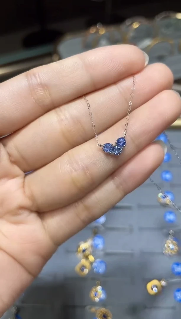 项链蓝宝石18K金镶嵌1