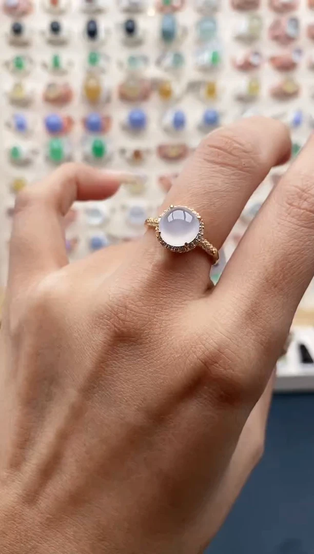 【闪购商品】翡翠戒指银S925镶嵌缅甸天然A货翡翠222  6+3