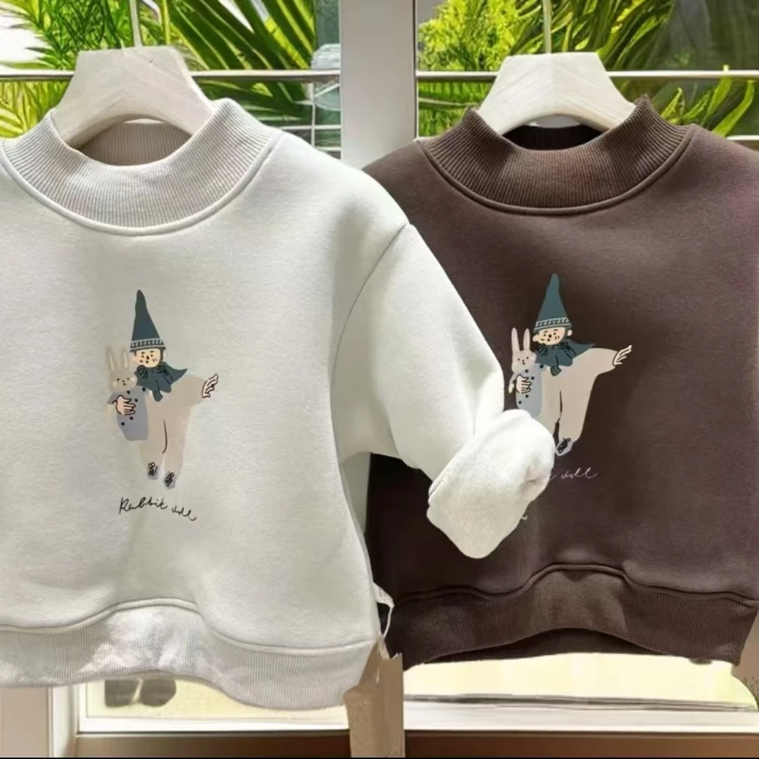 2024韩版儿童卫衣一件过冬加棉加厚保暖秋冬卡通套头卫衣