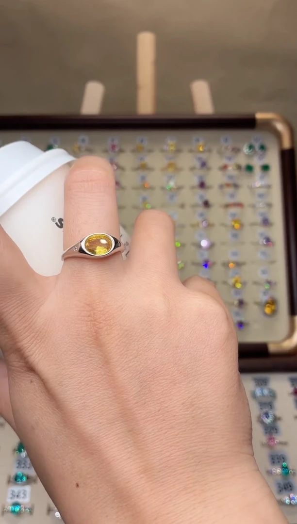 黄晶戒指银S925镶嵌0000