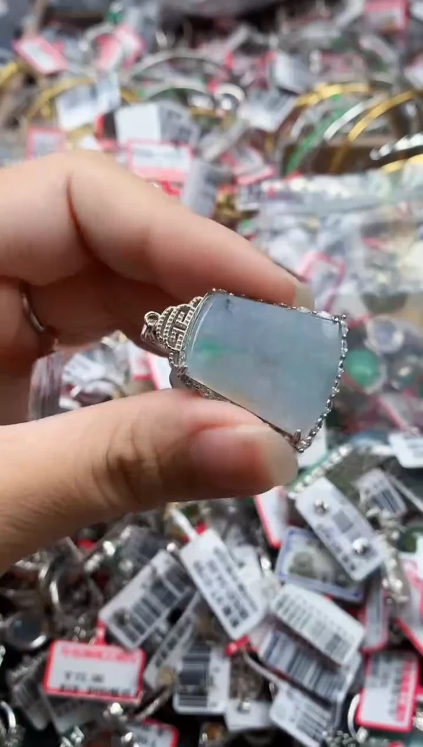 银S925镶嵌戒指翡翠天然A货缅甸翡翠