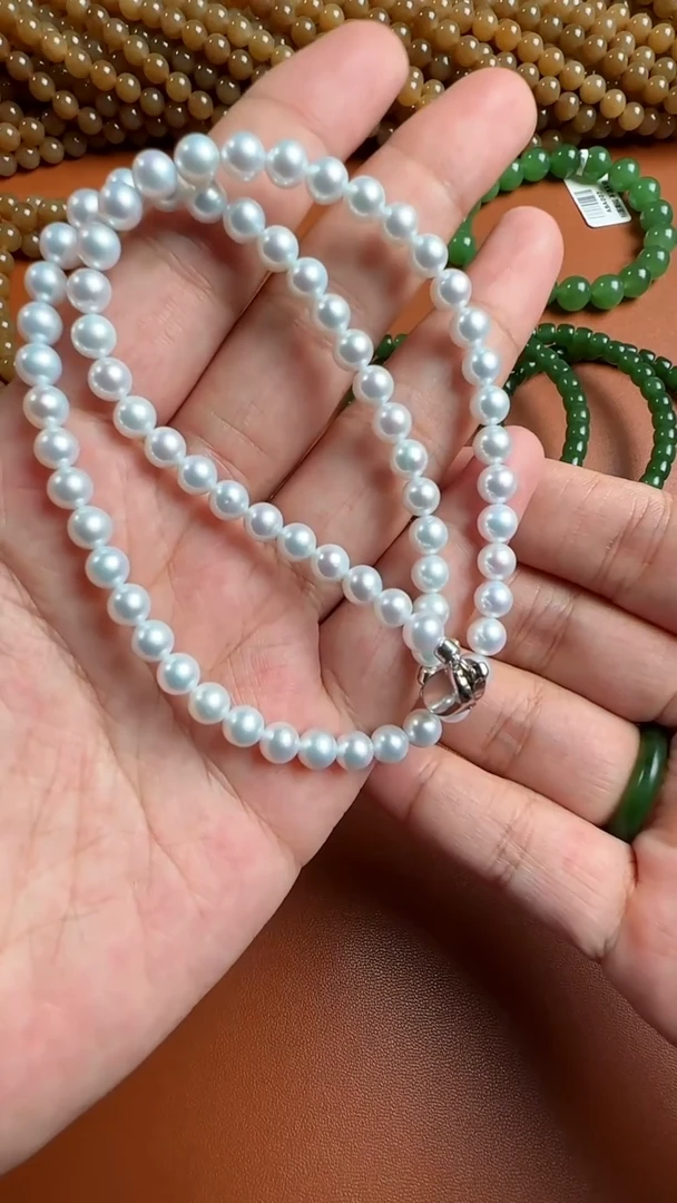淡水珍珠未镶嵌项链925银5.5mm淡水AK极光色珍珠仙女链