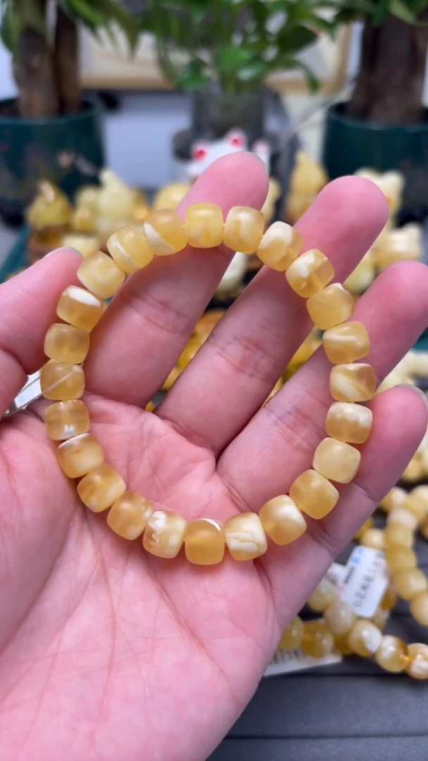 手串琥珀未镶嵌 p27俄料金白香蜜 12.83克 9+mm