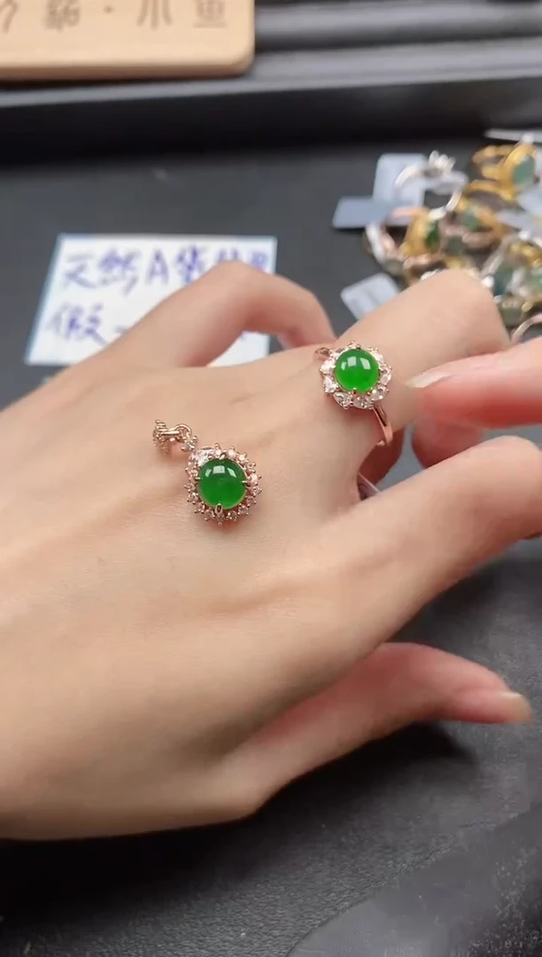 翡翠戒指银S925镶嵌51511