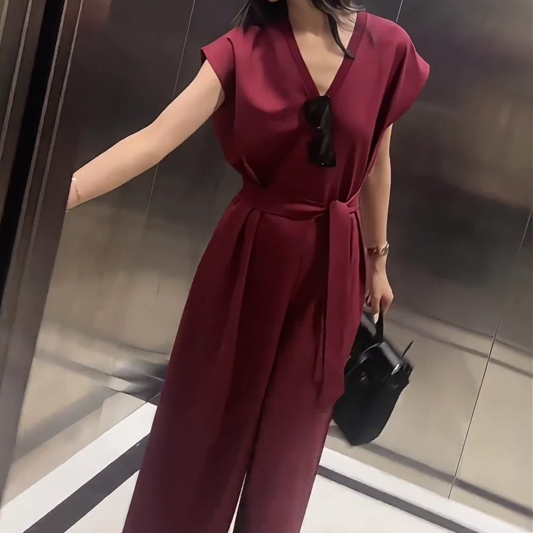 2025夏季新款时尚显瘦气质女士网红休闲连体裤百搭款D6181