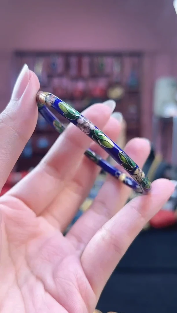 非遗 景泰蓝开口细镯 56 宝蓝