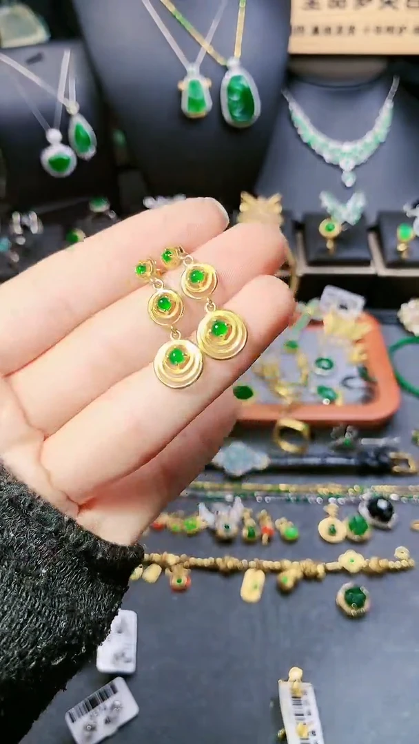 【闪购商品】翡翠耳饰银S925镶嵌耳饰