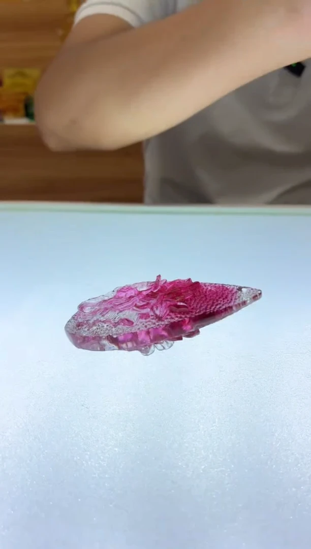 琉璃手工艺品水滴牡丹花可当香插金红色