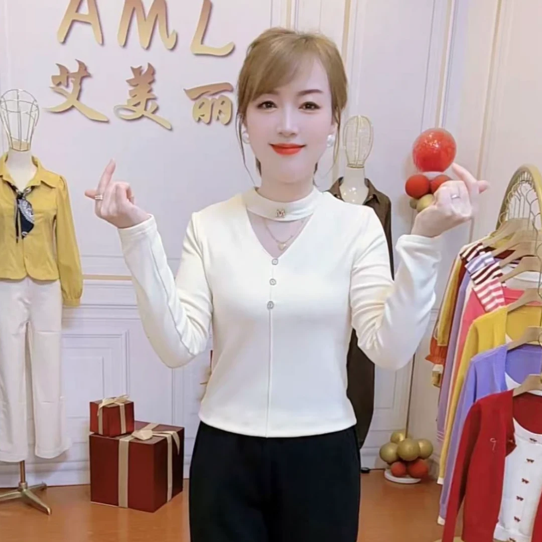 网红半高领上衣秋冬百搭网纱拼接修身显瘦气质时尚上衣保暖打底衫