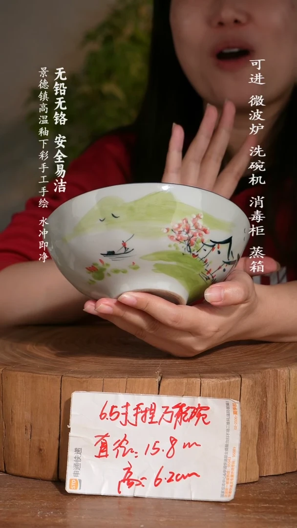 碗陶瓷景德镇高温瓷釉下彩手绘陶瓷