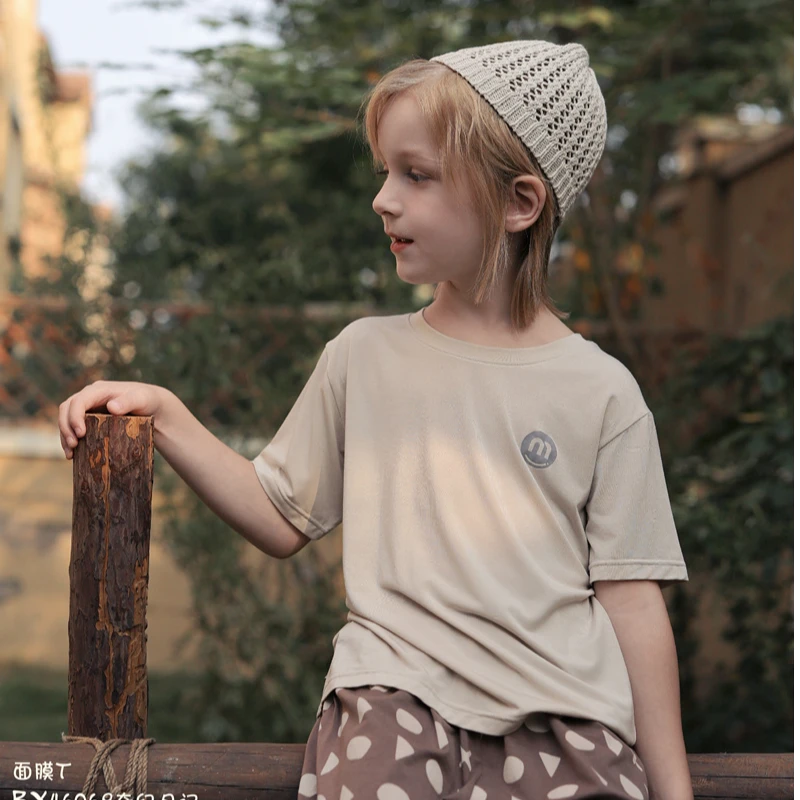 益友小蚂蚁 夏季薄款100支兰精莫代尔短袖T恤衫男童女款青少年