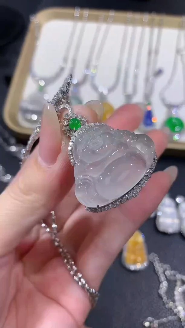 翡翠18K金镶嵌吊坠(不含链)140-佛公（多样性发货一件