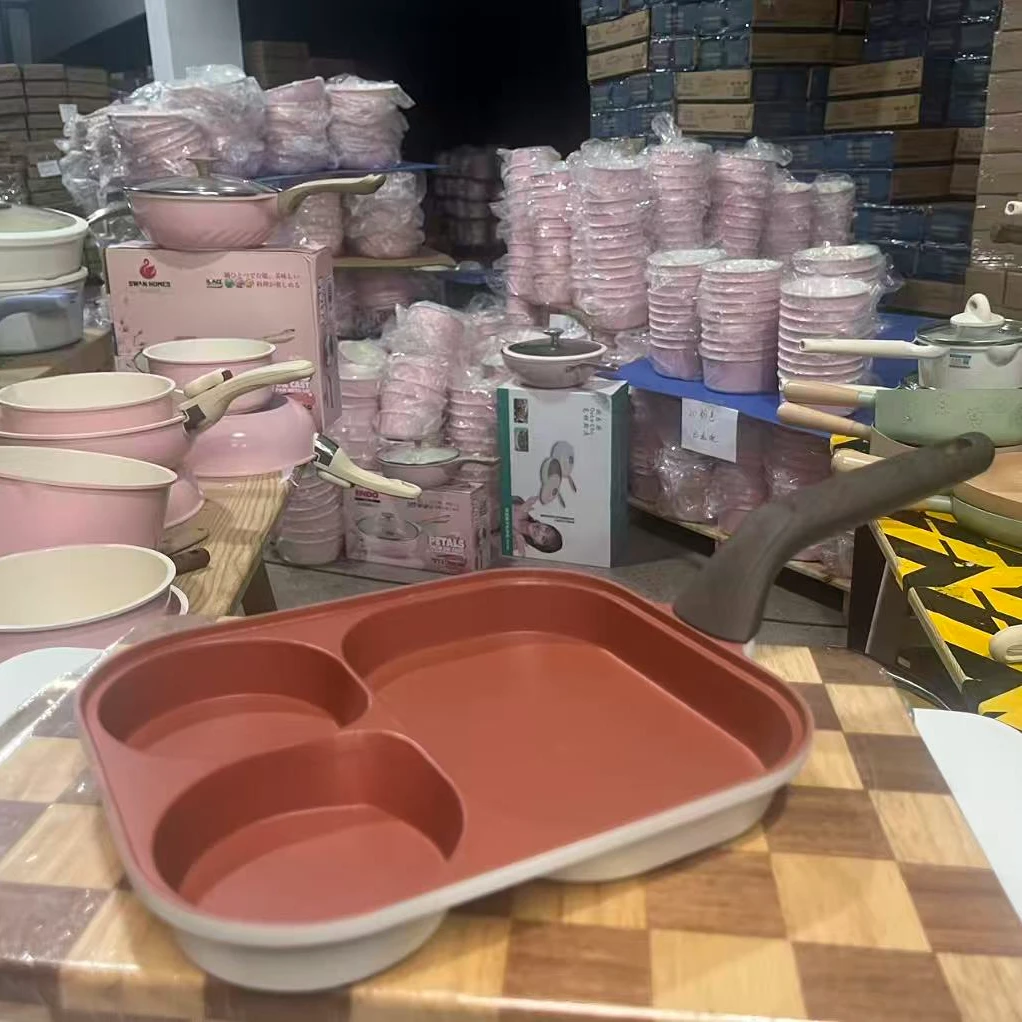 3孔煎蛋锅紫砂钛金三合一早餐锅鸡蛋汉堡锅电磁炉通用多功能不粘