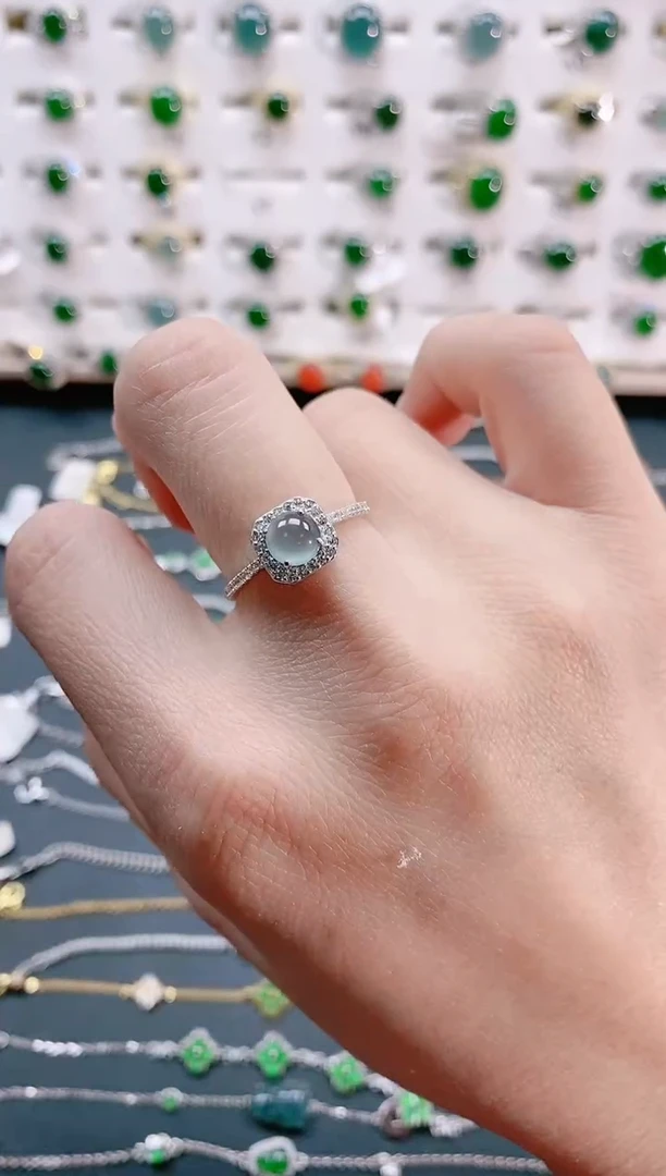 【闪购商品】翡翠戒指银S925镶嵌天然翡翠