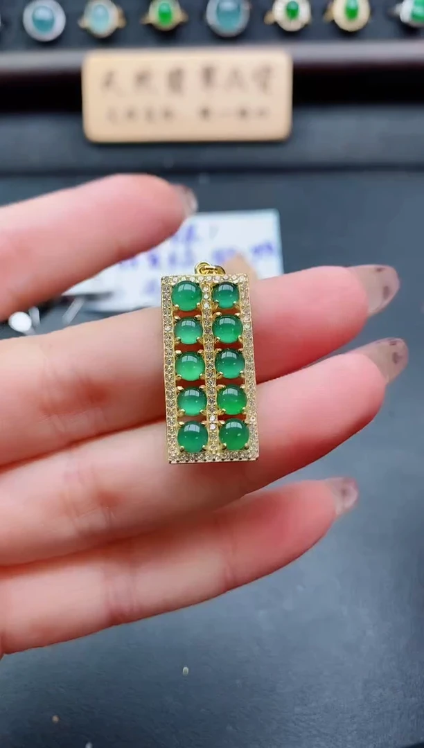 吊坠(赠链)银S925镶嵌翡翠1