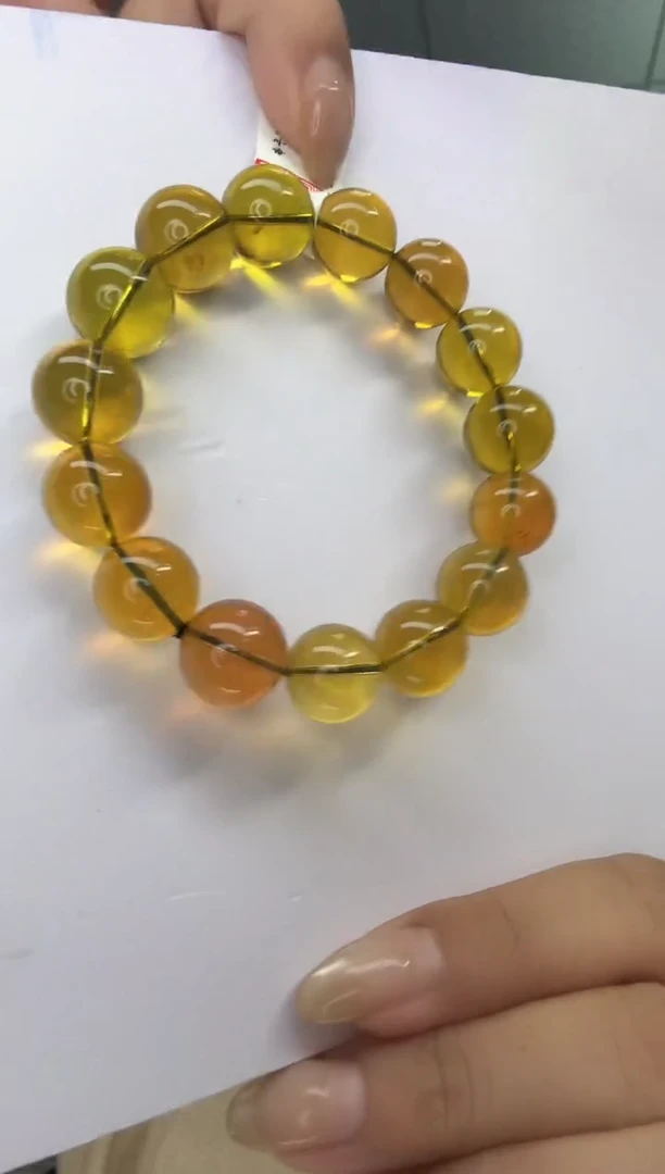 手串琥珀未镶嵌13mm茶宝手串（微微粉）SDCB3619（多样性发其一）