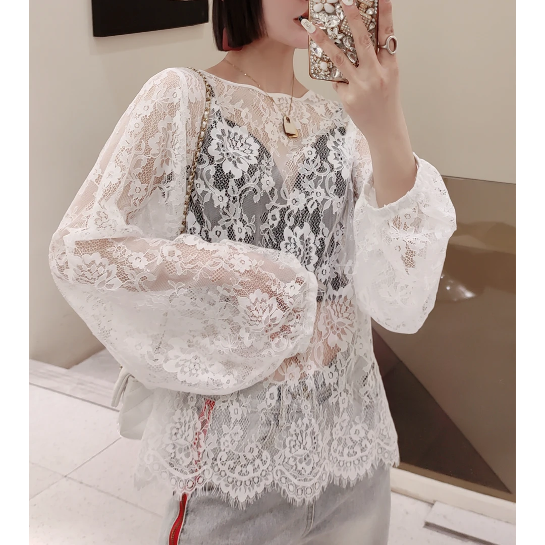 2025年法式气质蕾丝上衣女长袖镂空设计浪漫百搭蕾丝衫显瘦网红