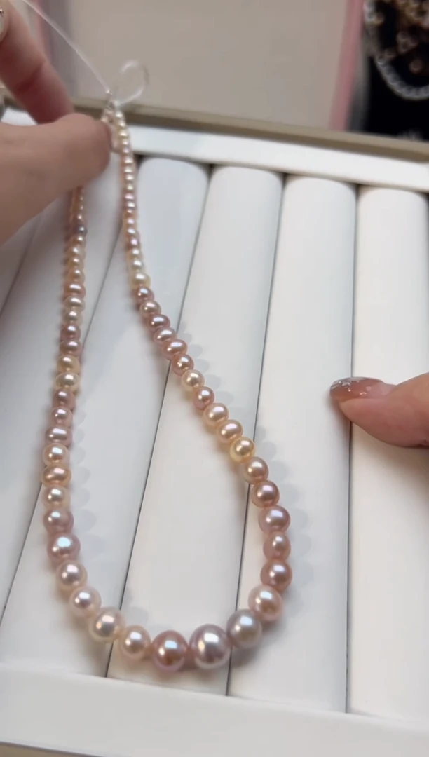 未镶嵌淡水珍珠12塔链*珍珠项链（无核近圆）