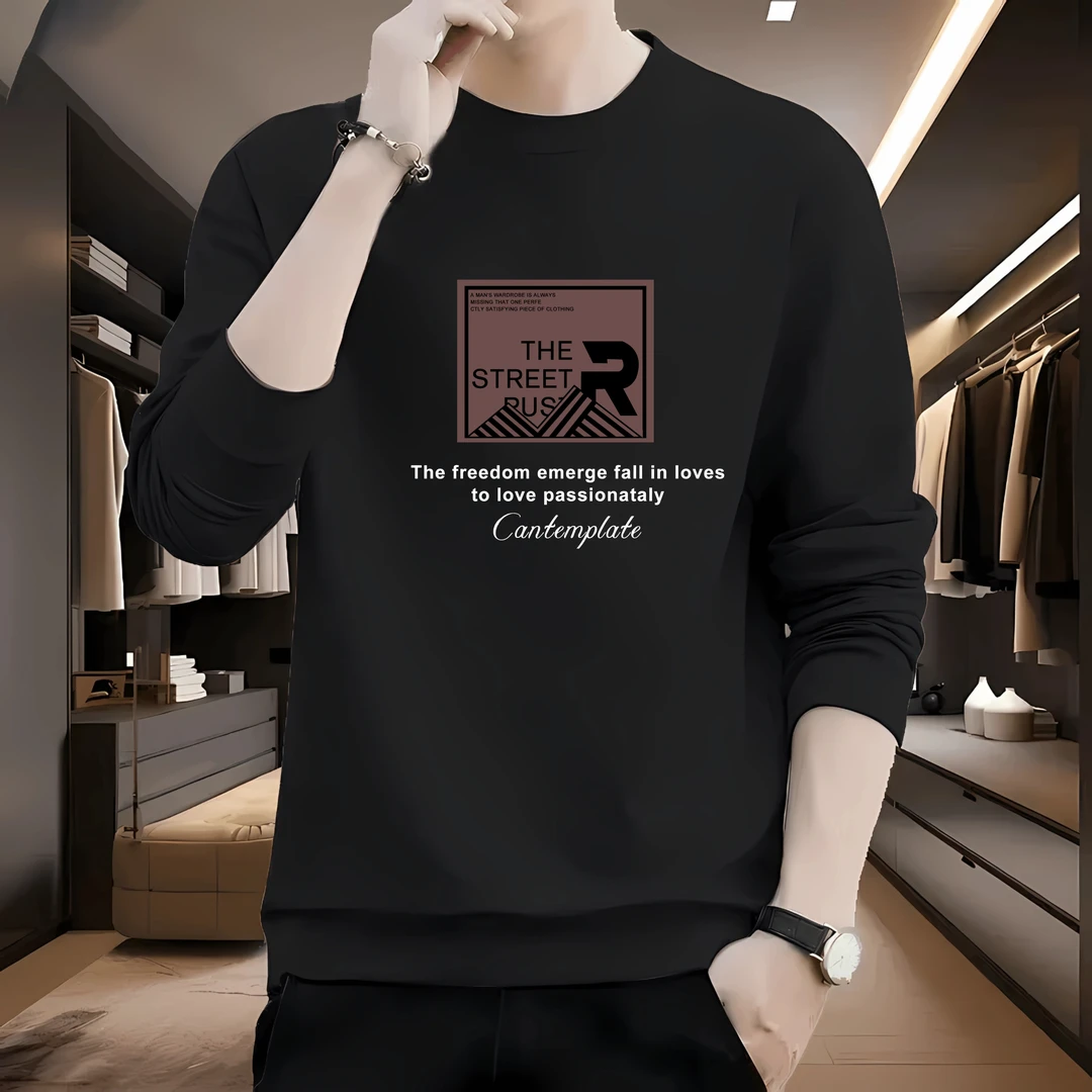 雅鹿男装潮流百搭圆领英伦雅痞新款秋冬运动宽松情侣卫衣男装男生