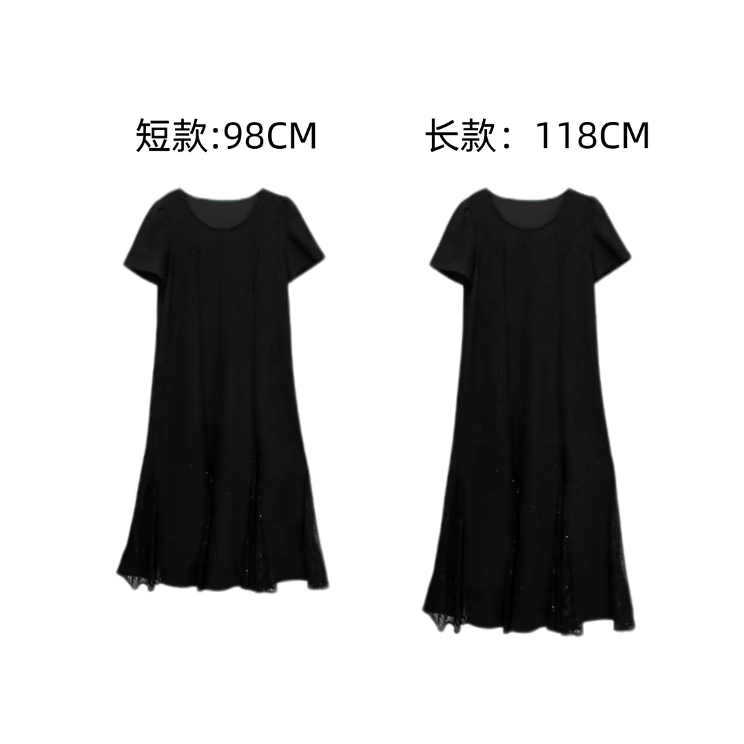 2025新款气质显瘦鱼尾设计长裙轻奢小众拼接蕾丝设计百搭连衣裙女