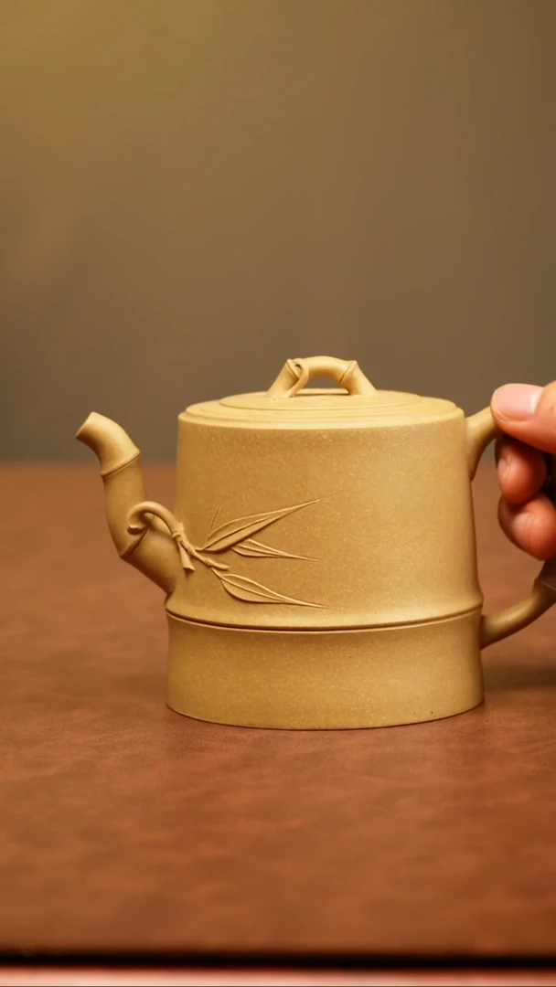 茶壶紫砂AA10951咸仲英竹段段泥全手