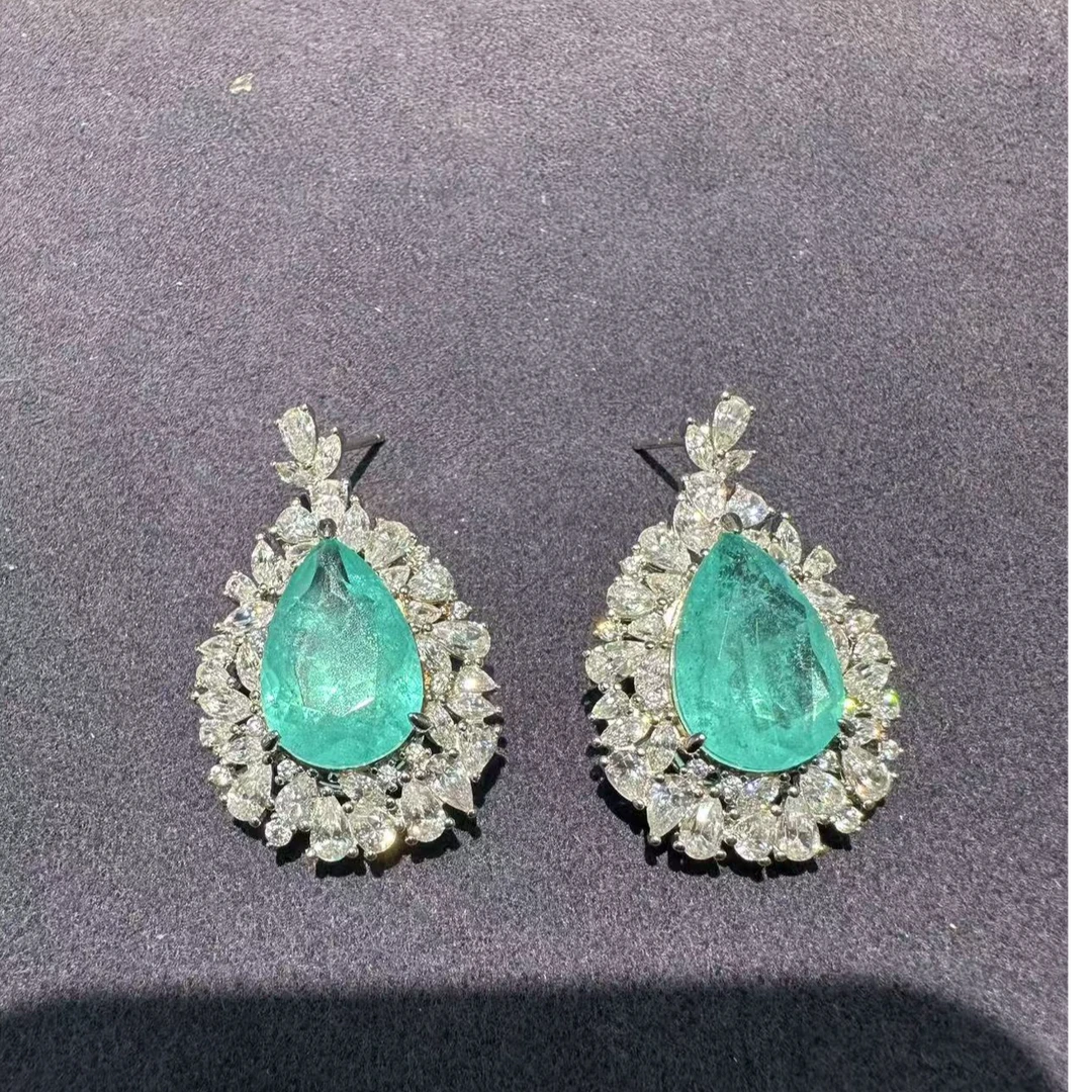 AISHENGHUA/瑷生花 925银合成锆石耳饰 经典满钻时尚镶嵌饰品耳饰