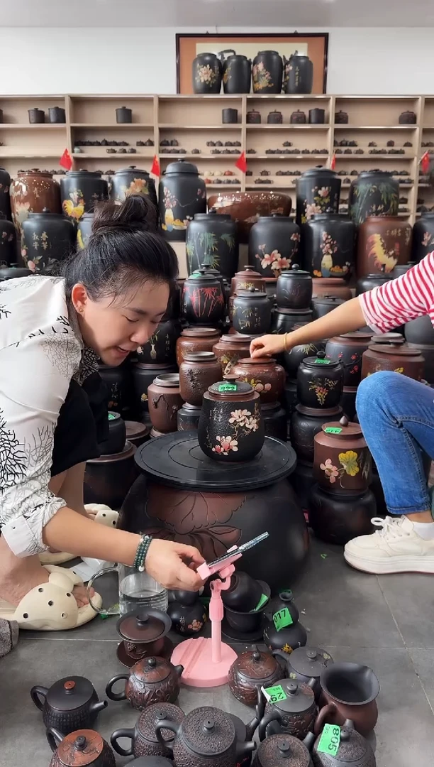 罐完品 彩填 锤纹茶叶罐666