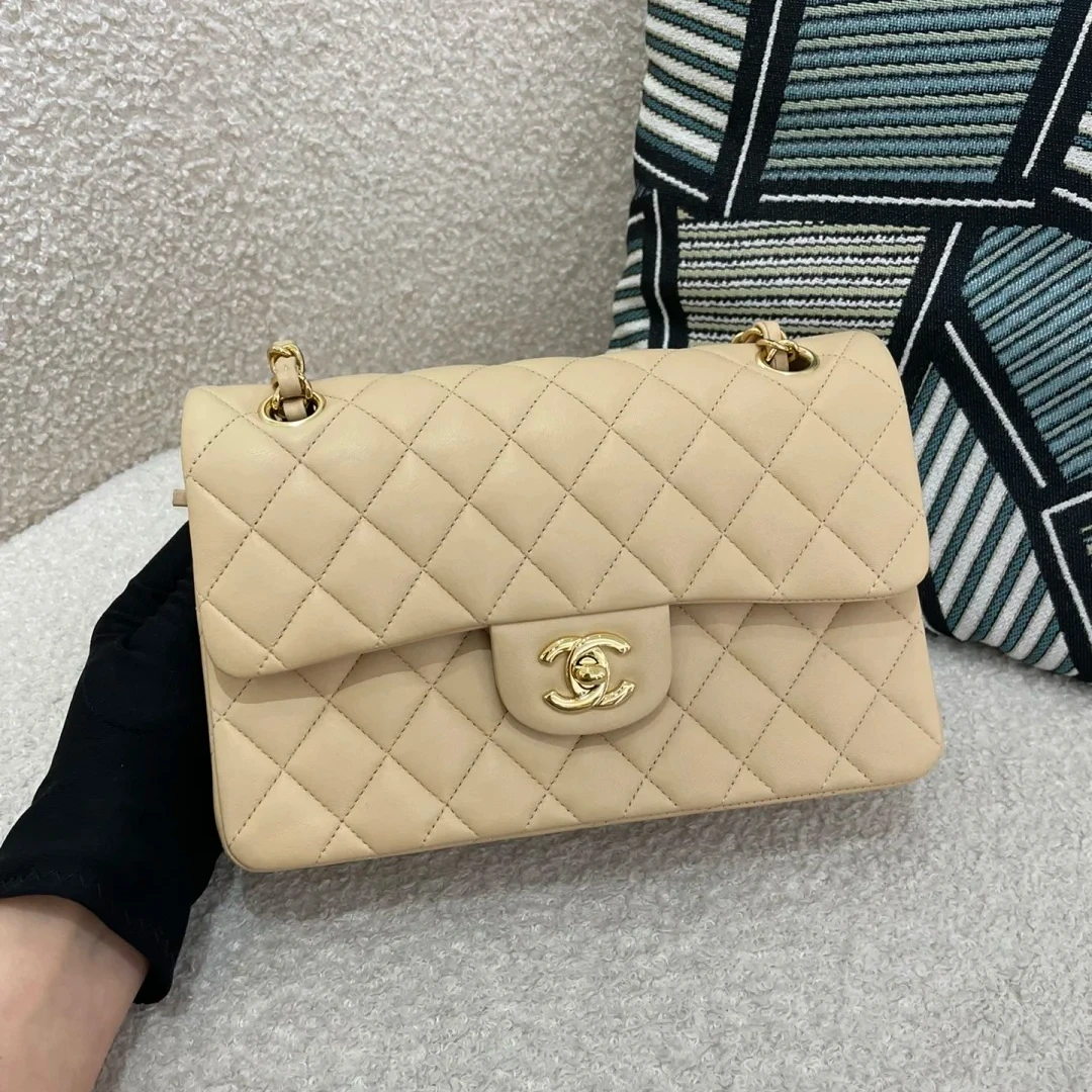 99新 Chanel/香奈儿 【贵妃专属】jumbo经典奶茶金光面cf口盖包