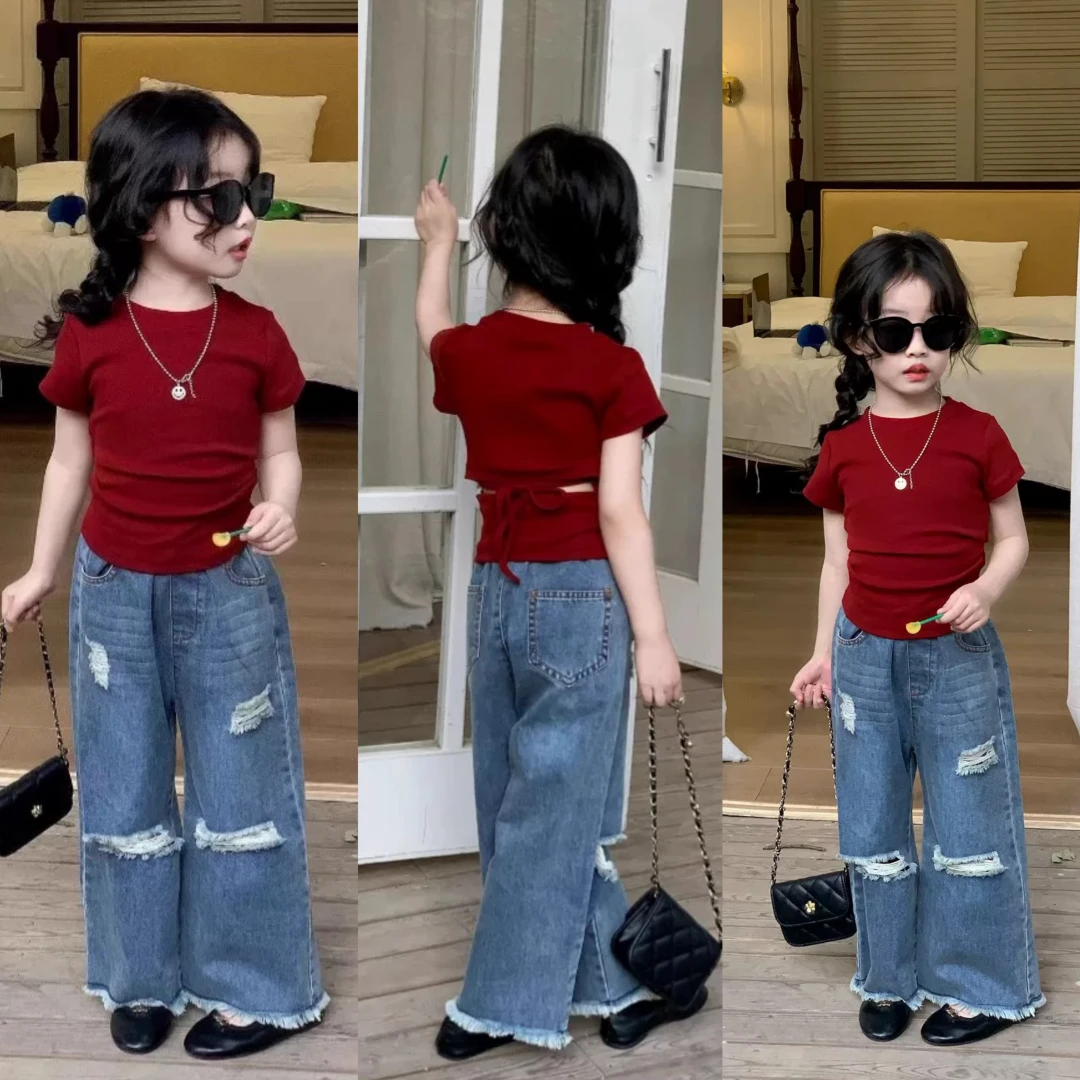 【沙漏腰辣妹正肩T】2618 易木一小大人 F 2025春款女童百搭上衣