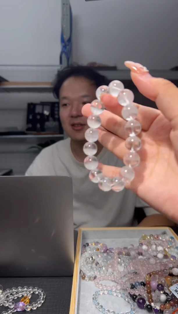 未镶嵌手链水晶聚宝盆白幽灵手串13mm