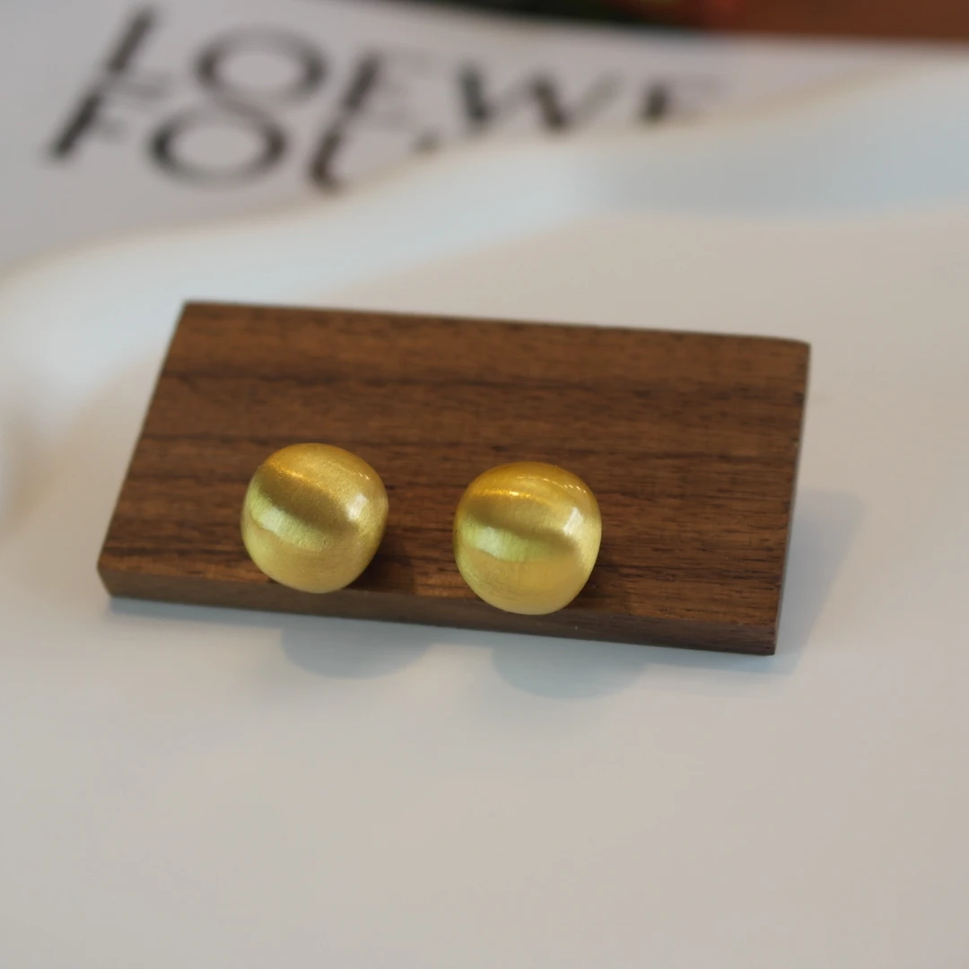 纯铜耳饰 豆豆耳饰拉丝豆豆耳钉新潮简约上班族耳饰短发适合素颜