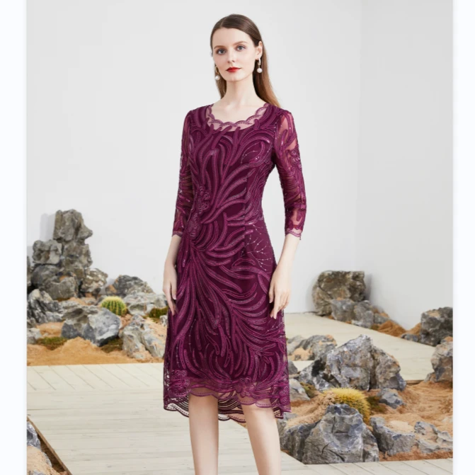 【粉丝专属】气质修身优雅蝶翼盘袖连衣裙VDS190DRX0