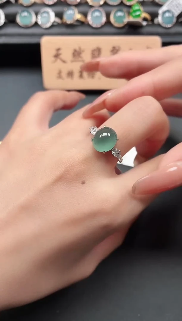 银S925镶嵌戒指翡翠11
