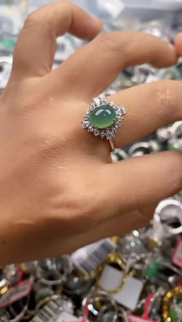 银S925镶嵌戒指翡翠111--8