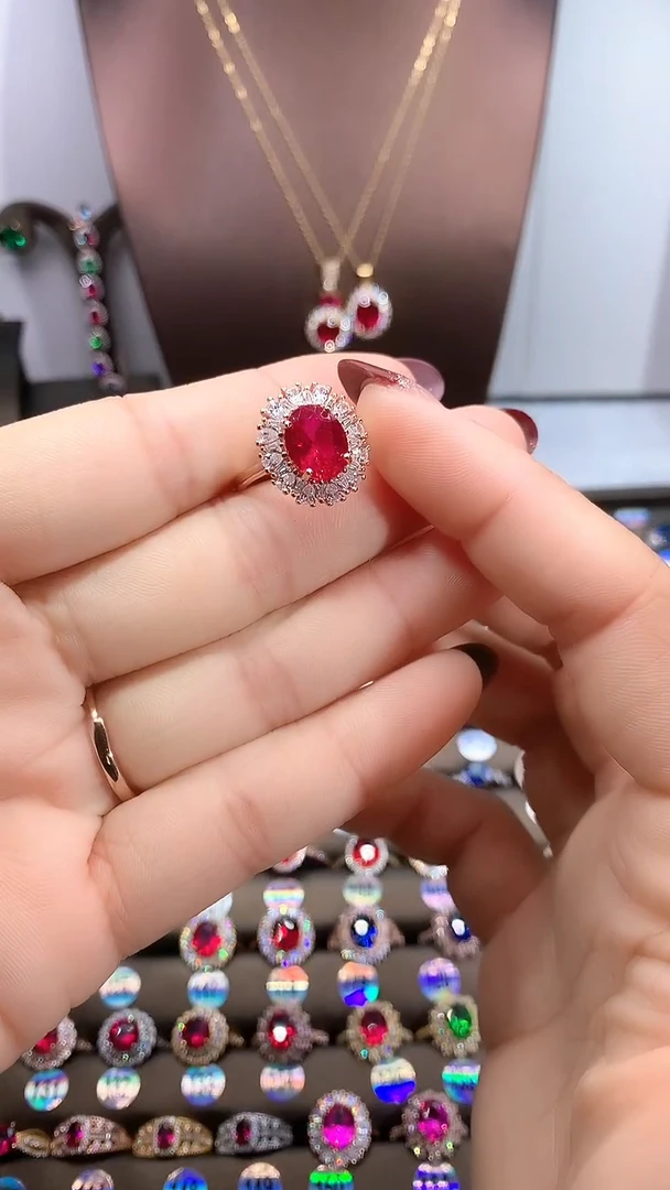 【闪购商品】红宝石戒指银S925镶嵌玫瑰金79