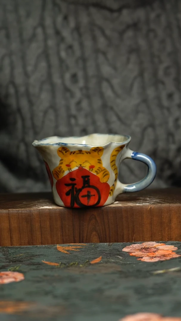 杯釉下彩手工手绘同款陶器