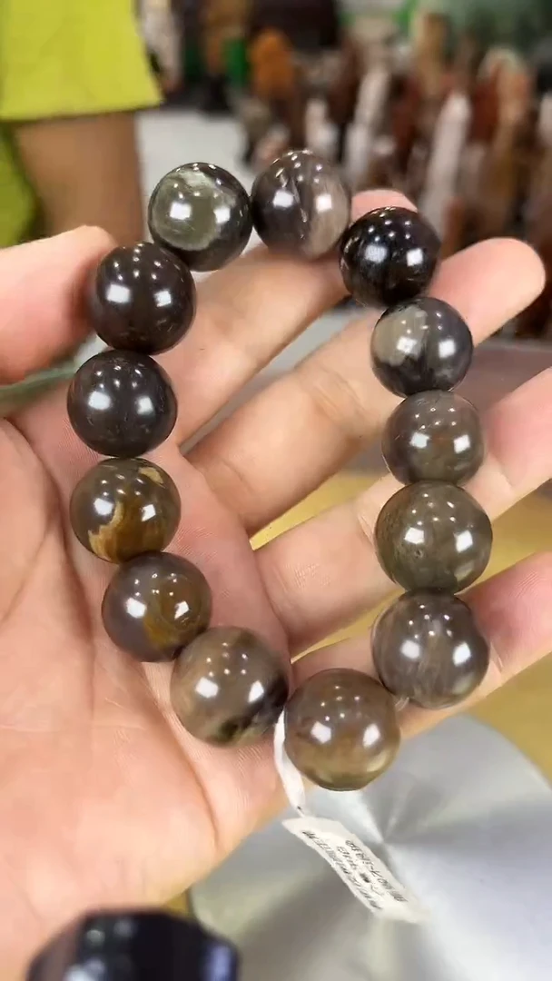未镶嵌珠宝奇石硅化玉缅甸天然树化玉手串