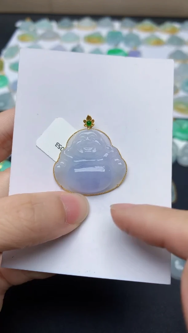 翡翠18K金镶嵌颈饰天然缅甸A货翡翠