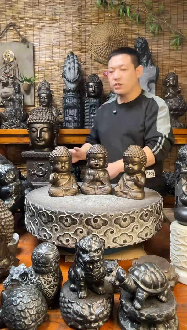 石材22宝宝佛一套天然青石雕刻