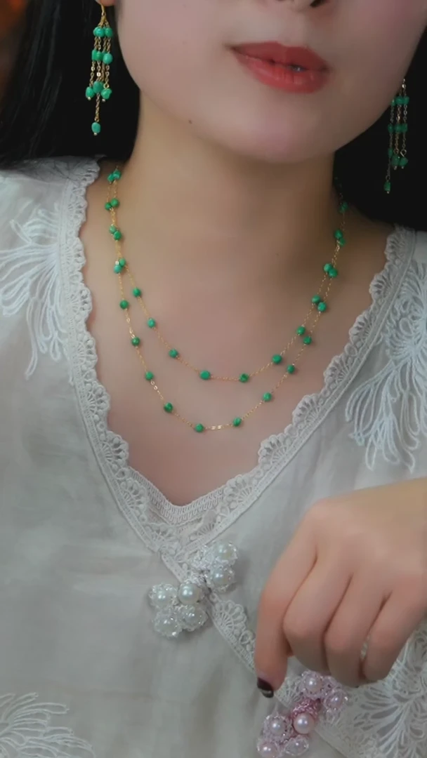 【闪购商品】绿松石项链银S925镶嵌发货一件