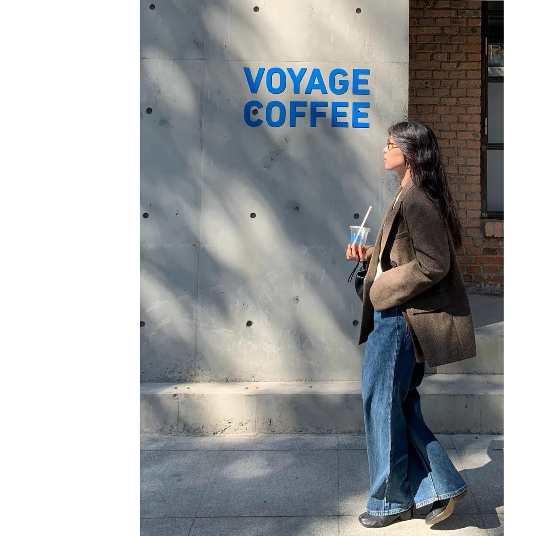 初棉【麦肯莉】羊毛西装！人字纹花呢毛呢西装大衣外套  356612004