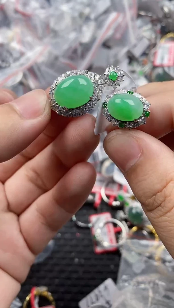 银S925镶嵌戒指翡翠44444  1