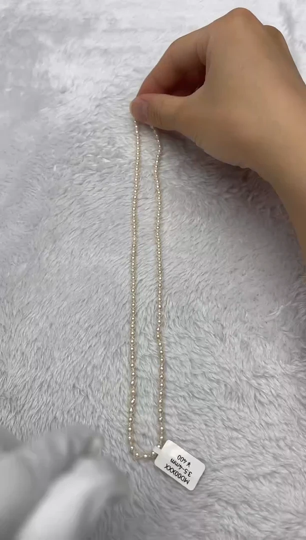 海水珍珠银S925镶嵌项链AK羽皇金3.5-4mm