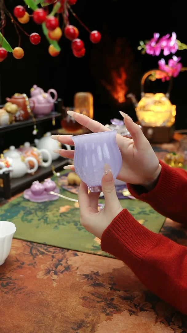 【闪购商品】紫色水晶琉璃水仙主人杯110cc