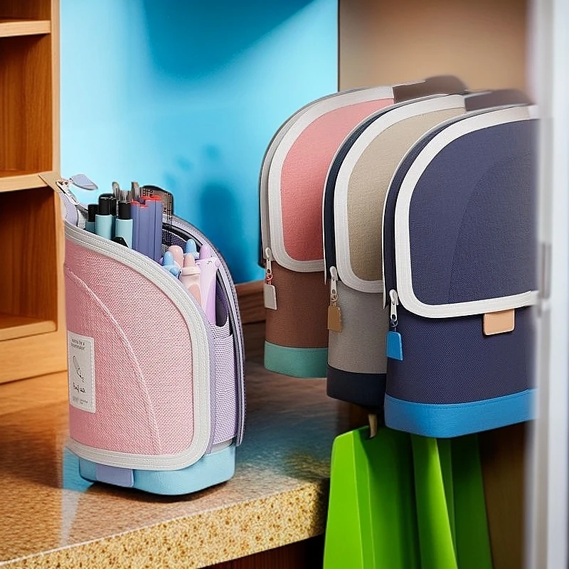 伸缩笔袋笔袋大容量多层式站立式笔筒学生可伸缩笔筒笔袋二合一