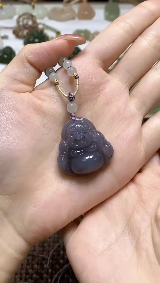 颈饰未镶嵌和田玉小*天然和田玉卡30烟紫佛公