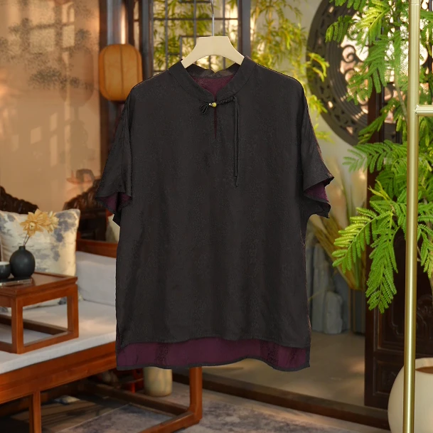 空谷足音T恤 暗纹织花百搭T恤60292